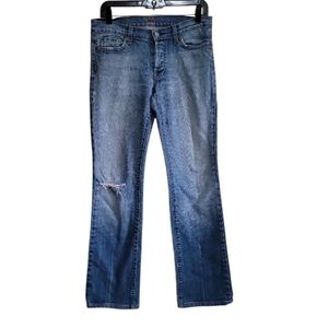 7 For All Mankind Blue Women's Distress Boycut  Jeans Size 28